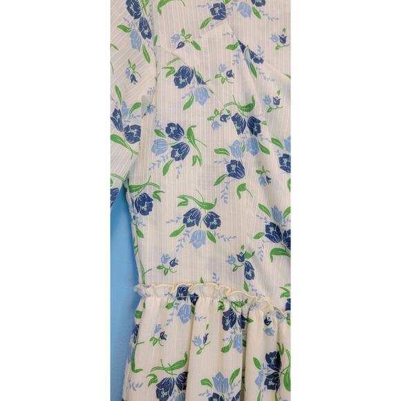 Sweet Baby Jamie Ivory Floral Print Tiered 3/4 Sleeve Midi Dress Size Medium - Picture 11 of 15